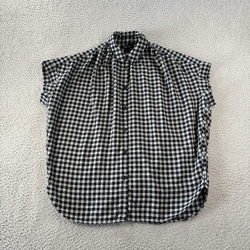 Madewell Central Drapey Shirt Womens Small Black Buffalo Check Gingham Oversized